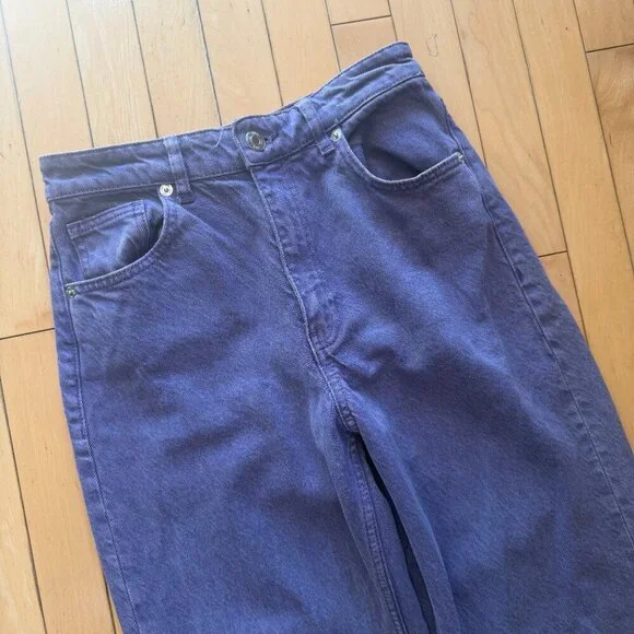 ZARA Purple Wide Leg Denim Jeans Size 4 - Picture 2 of 10